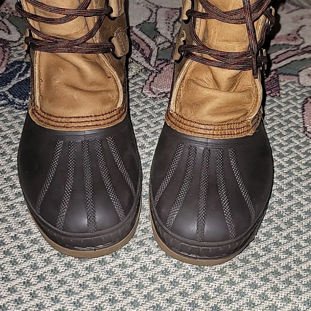 Sorel Badger Boots lined lace up brown logo snow boot